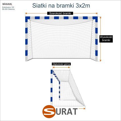 Siatki na bramki 3x2m - podaj wymiary bramki