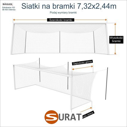 Siatki na bramki - 7,32x2,44m - podaj wymiary bramki
