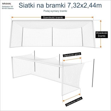 Siatki na bramki - 7,32x2,44m - podaj wymiary bramki