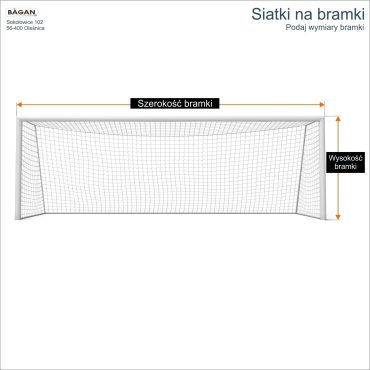 Siatki na bramki   Siatka na wymiar   Siatka bramkarska   Oczko siatki 4,5x4,5cm   Grubość siatki 3mm