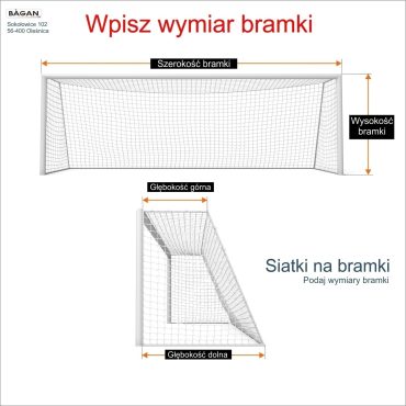 Siatki na bramki   Siatka na wymiar   Siatka bramkarska   Oczko siatki 4,5x4,5cm   Grubość siatki 5mm