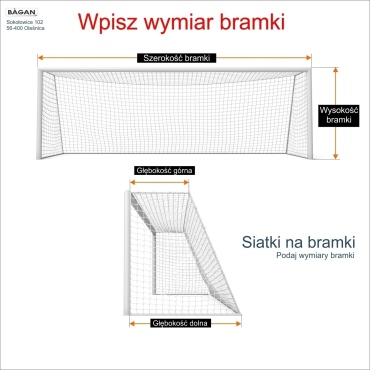 Siatki na bramki   Siatka na wymiar   Siatka bramkarska   Oczko siatki 1x1cm   Grubość siatki 2mm
