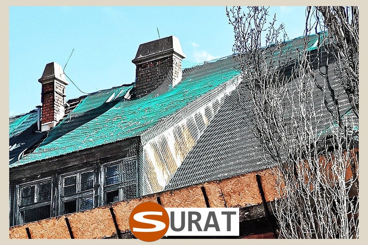   Surat - Siatki na stare dachy w wymiarze 10x10 cm z grubością 5 mm, wykonane z trwałego materiału w kolorze zielonym lub czarnym, dostępne na wymiar dla skutecznej ochrony. 