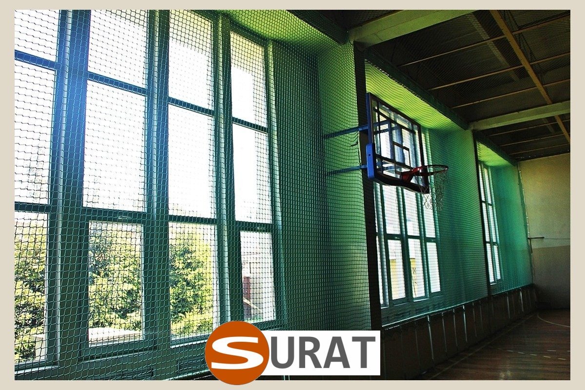   Surat - Piłkochwyty na hale sportowe z siatki ochronnej 6x6 cm do ochrony ścian i wyposażenia 